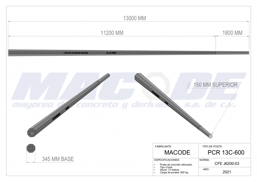 Postes De Concreto Octagonal Macode